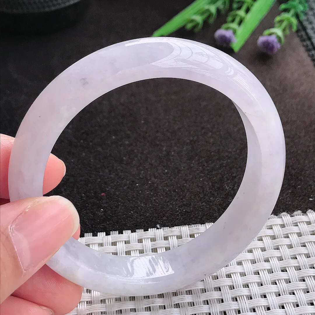 实拍A货翡翠58/13/8.3老坑秀气冰润宽边手镯翡翠玉镯手环