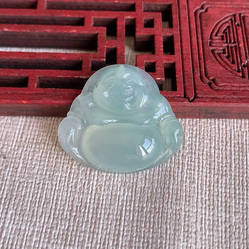 a货翡翠冰种晴水佛公吊坠 尺寸23.2×26.3×6.3mm 重量5.38g 1230