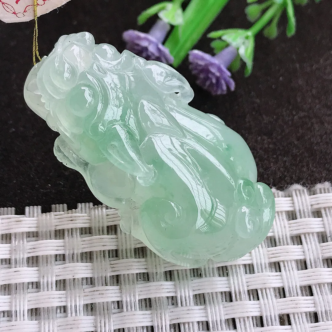 实拍A货翡翠42.5/23.8/13老坑冰胶果冻冰晴貔貅吊坠翡翠挂件