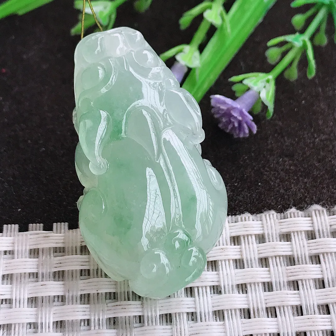 实拍A货翡翠42.5/23.8/13老坑冰胶果冻冰晴貔貅吊坠翡翠挂件