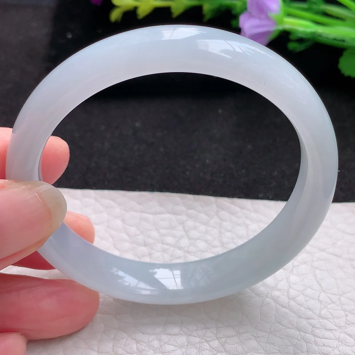 n实拍54*11.5*6.7美人镯 天然翡翠A货玉手镯白月光宽边清秀玉手环