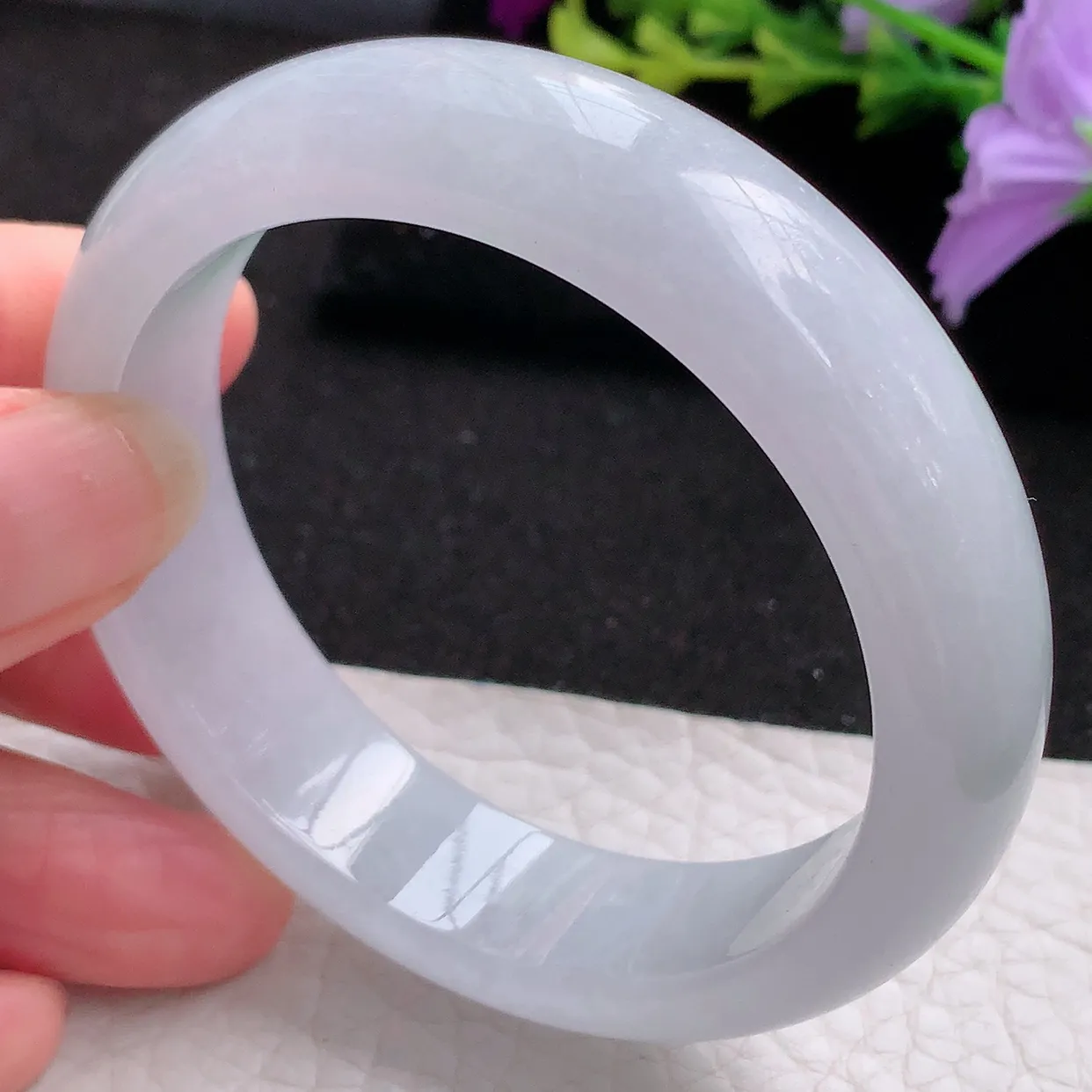 jm实拍53*14.3*7.6平安镯 天然翡翠A货飘绿玉手镯纯美宽边玉手环