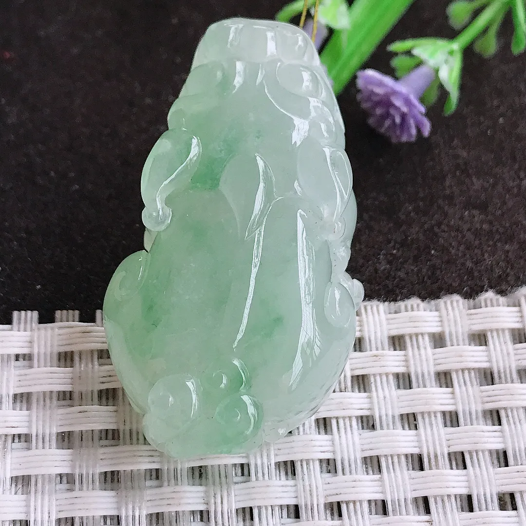 实拍A货翡翠42.5/23.8/13老坑冰胶果冻冰晴貔貅吊坠翡翠挂件