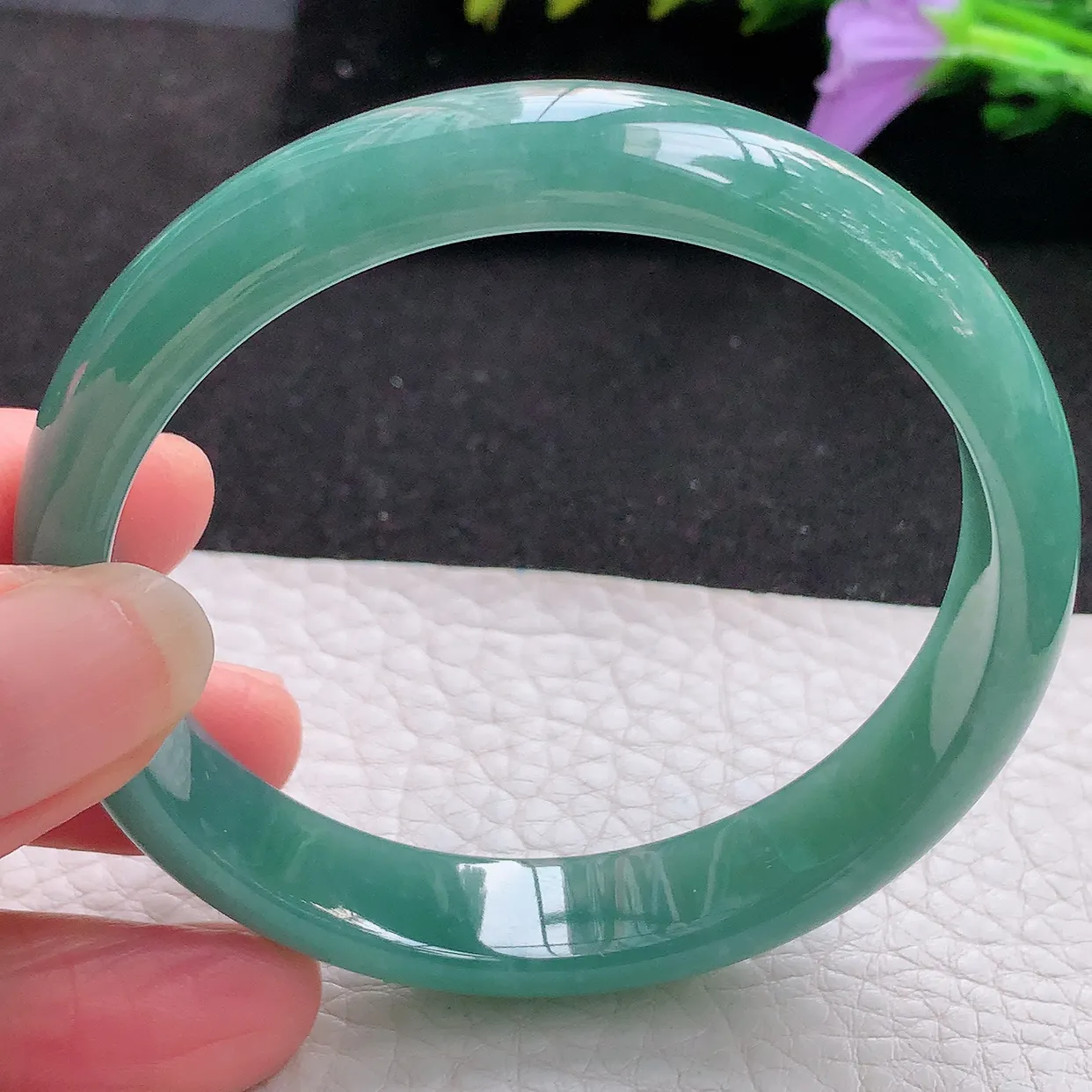 ll实拍56*11.8*6.7平安镯 天然翡翠A货玉手镯细润蓝韵宽边玉手环