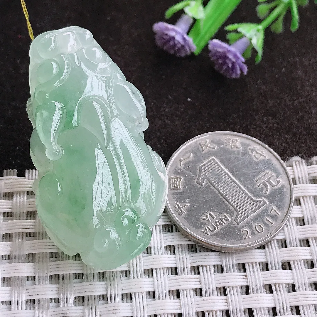 实拍A货翡翠42.5/23.8/13老坑冰胶果冻冰晴貔貅吊坠翡翠挂件