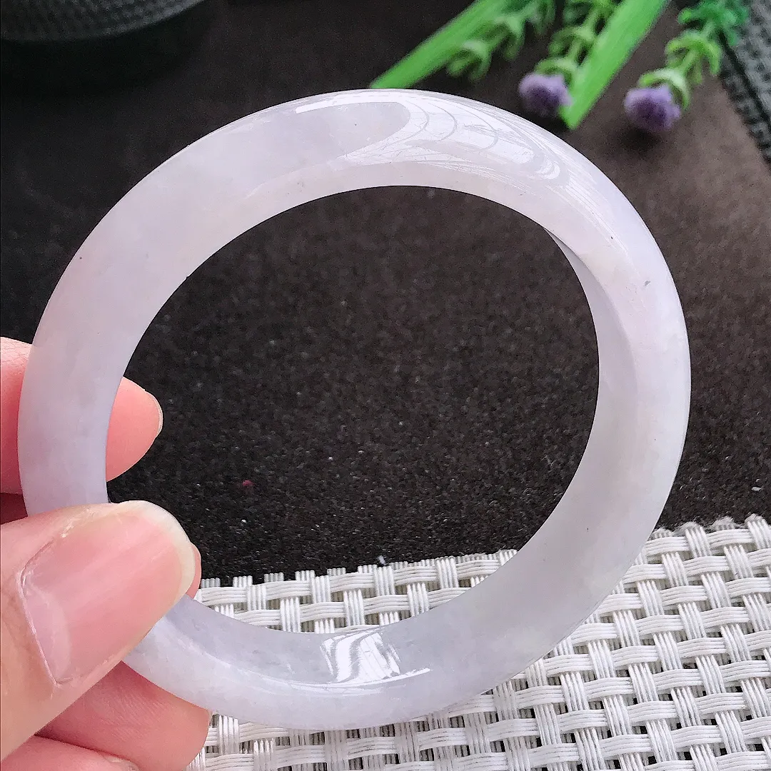 实拍A货翡翠58/13/8.3老坑秀气冰润宽边手镯翡翠玉镯手环