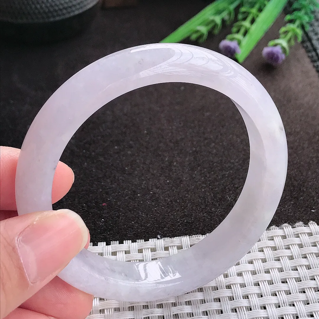 实拍A货翡翠58/13/8.3老坑秀气冰润宽边手镯翡翠玉镯手环