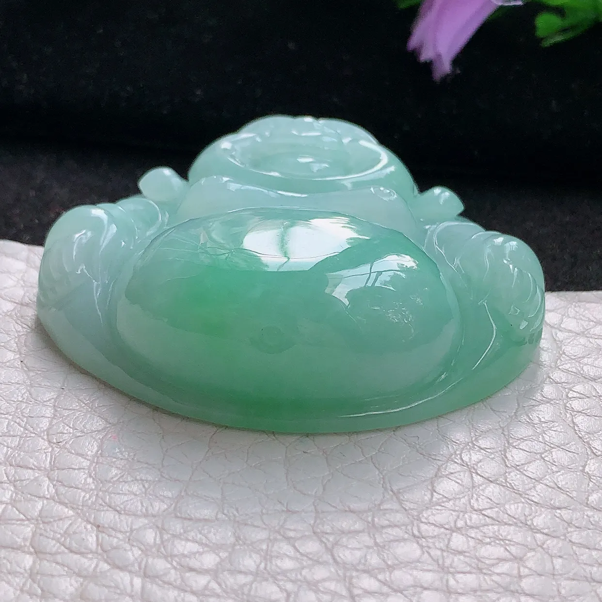 zen实拍46.5*50.8*15缅甸天然翡翠蓝绿韵大佛公玉吊坠 开心佛毛衣坠