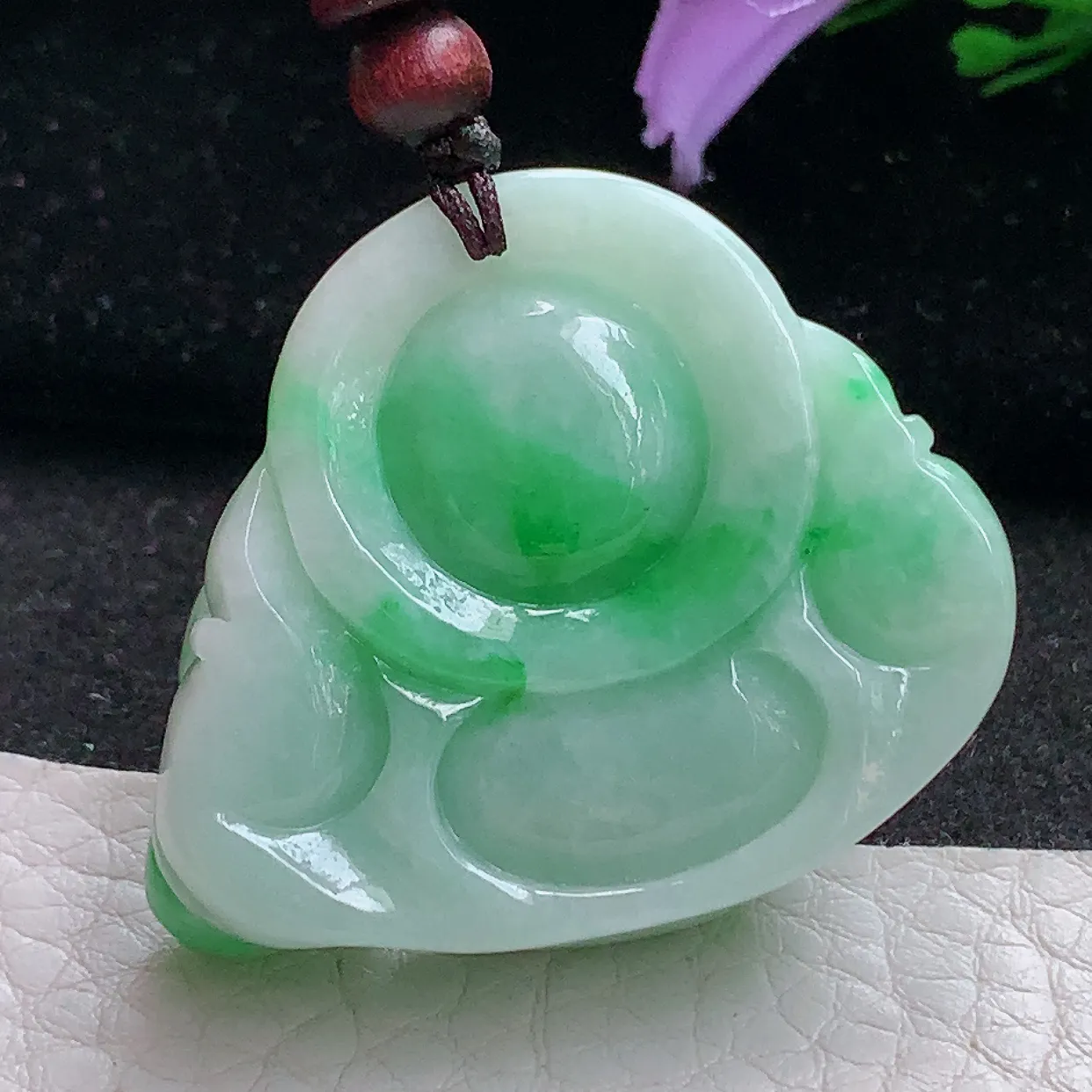 zen实拍34*38.5*12.5缅甸天然翡翠辣色佛公吊坠 大肚弥勒佛玉吊坠