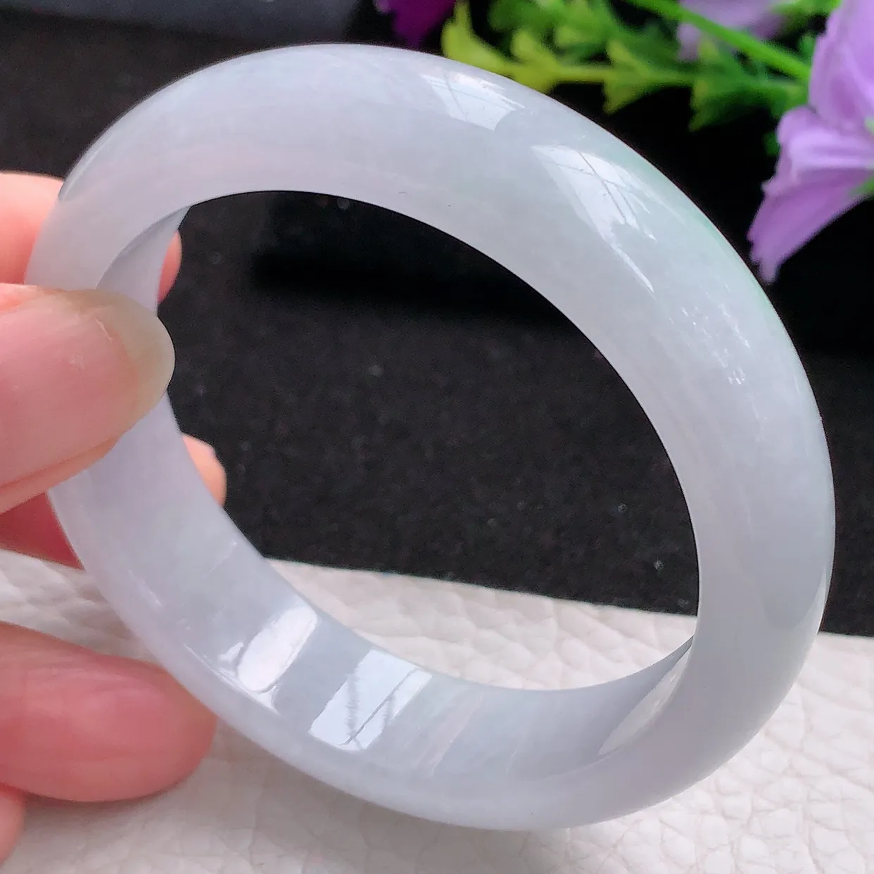 jm实拍53*14.3*7.6平安镯 天然翡翠A货飘绿玉手镯纯美宽边玉手环