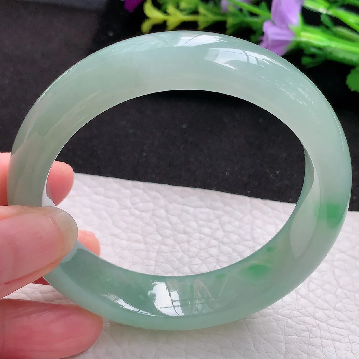 nr实拍58*15*9.2轮胎镯 天然翡翠A货冰晴飘绿玉手镯宽边玉手环