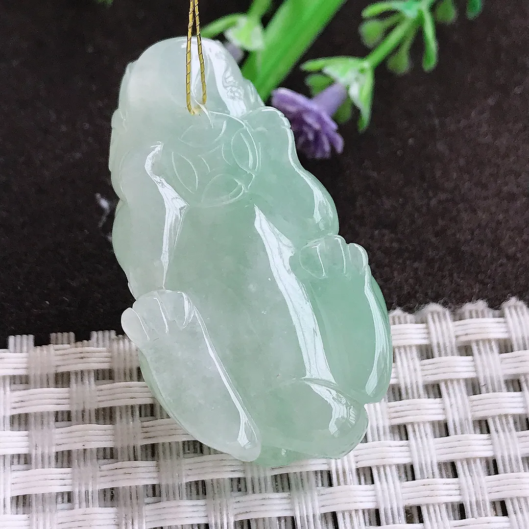 实拍A货翡翠42.5/23.8/13老坑冰胶果冻冰晴貔貅吊坠翡翠挂件