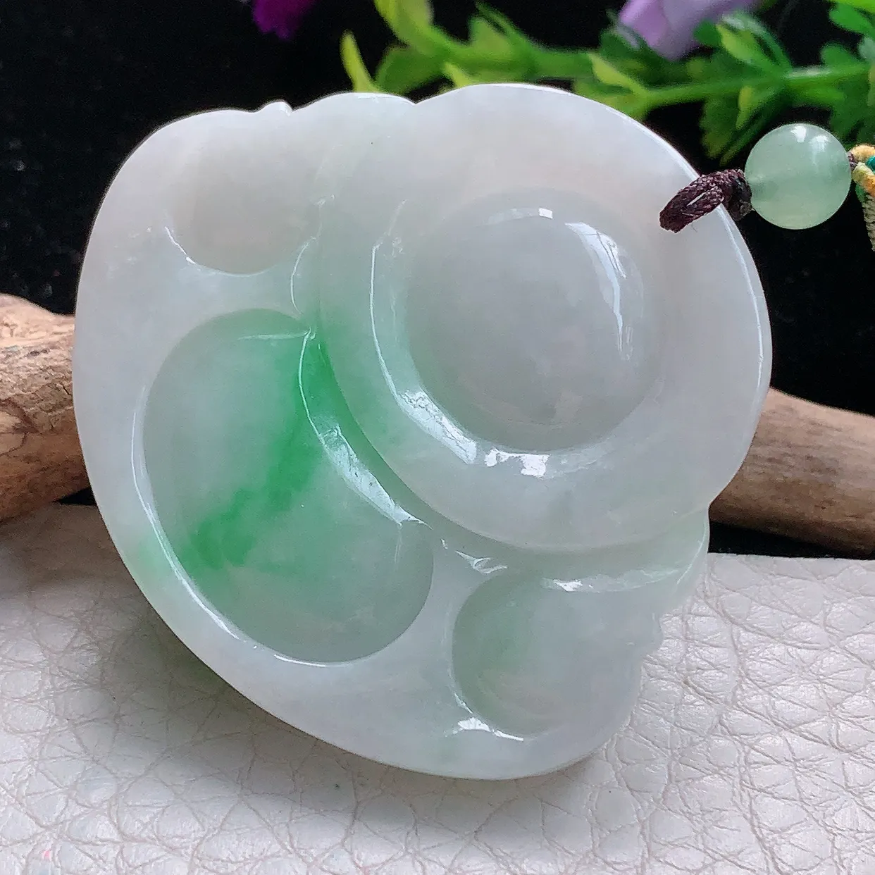 zen实拍43*47.8*12.3缅甸天然翡翠飘绿大佛公吊坠 大肚弥勒佛毛衣坠