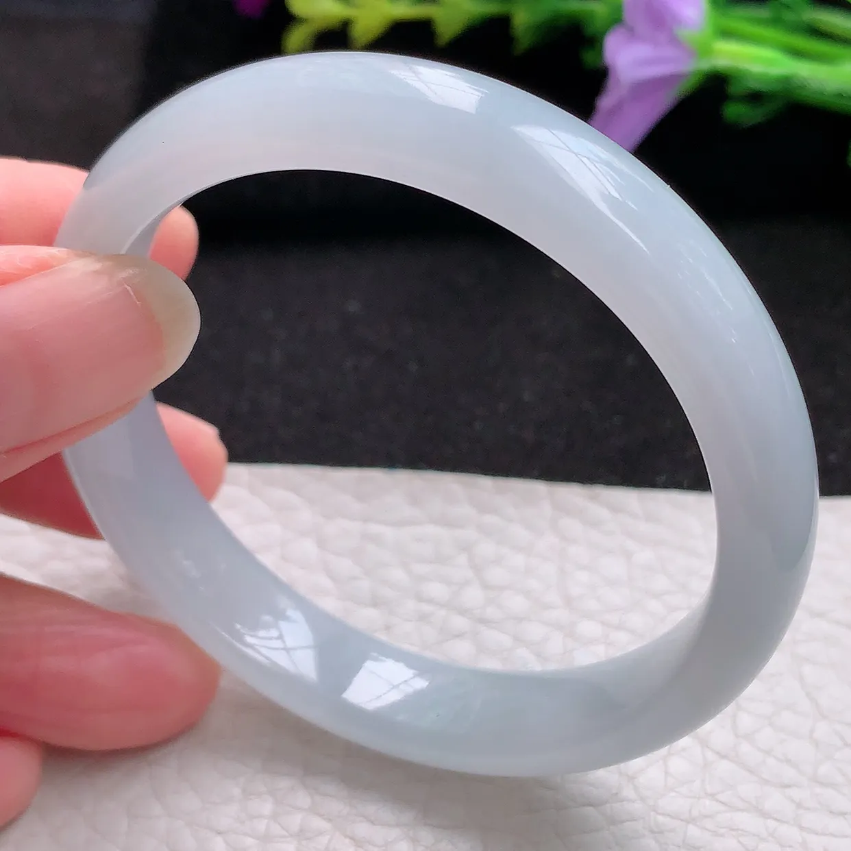 n实拍54*11.5*6.7美人镯 天然翡翠A货玉手镯白月光宽边清秀玉手环