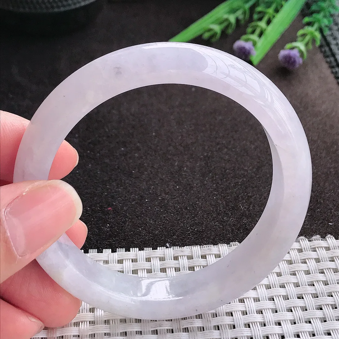 实拍A货翡翠58/13/8.3老坑秀气冰润宽边手镯翡翠玉镯手环