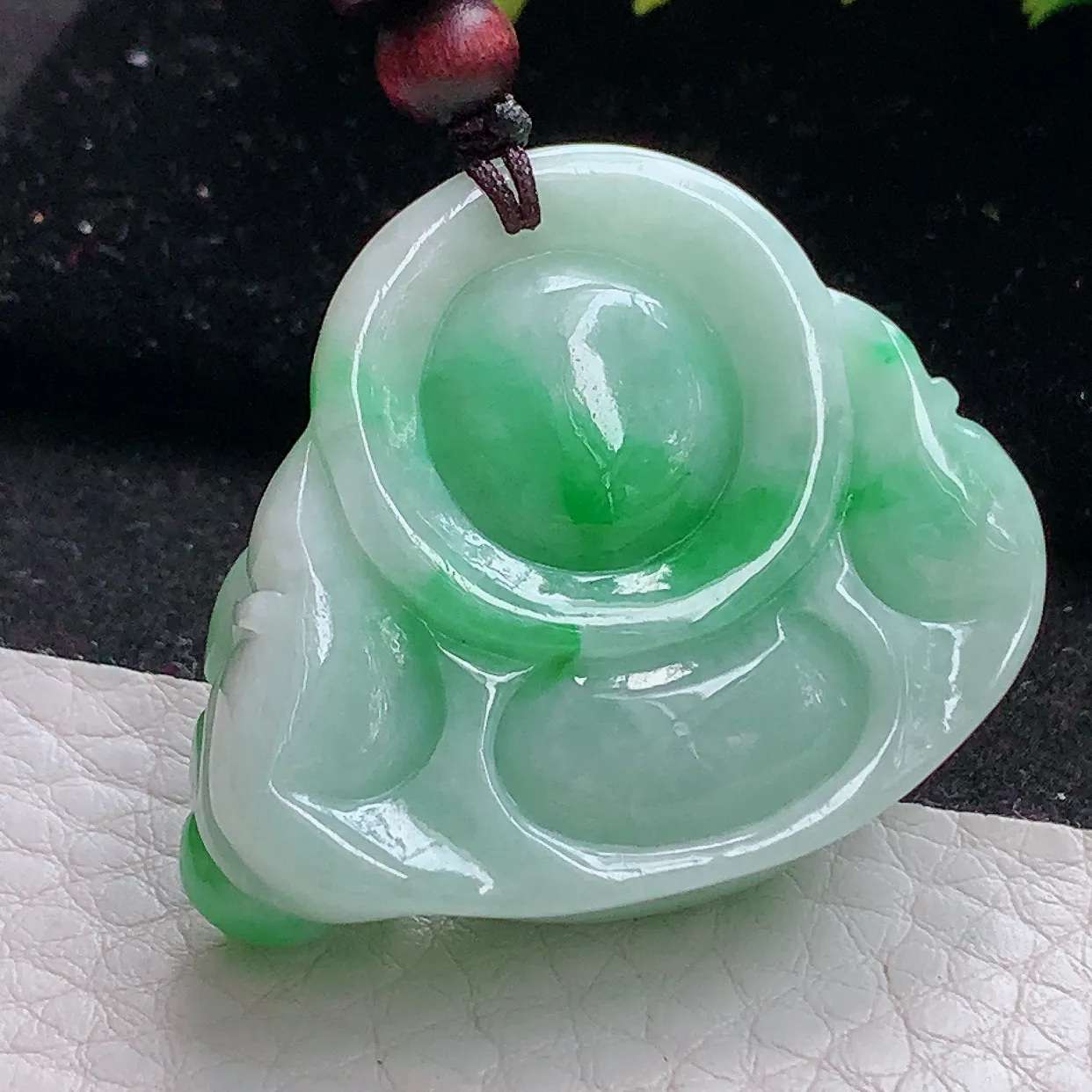 zen实拍34*38.5*12.5缅甸天然翡翠辣色佛公吊坠 大肚弥勒佛玉吊坠