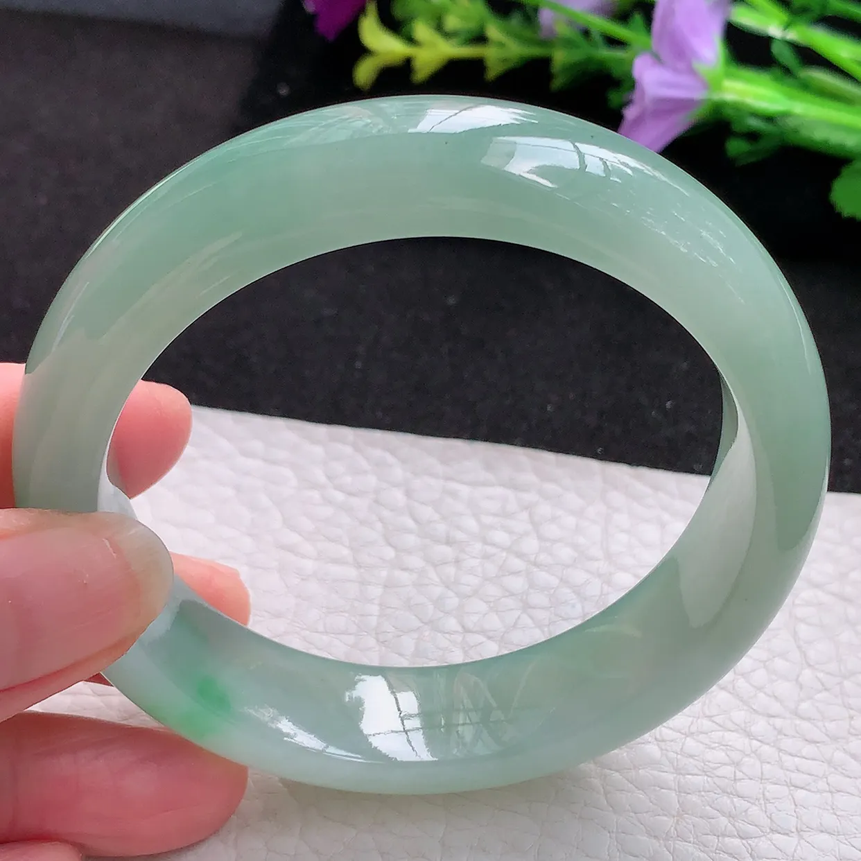 nr实拍58*15*9.2轮胎镯 天然翡翠A货冰晴飘绿玉手镯宽边玉手环