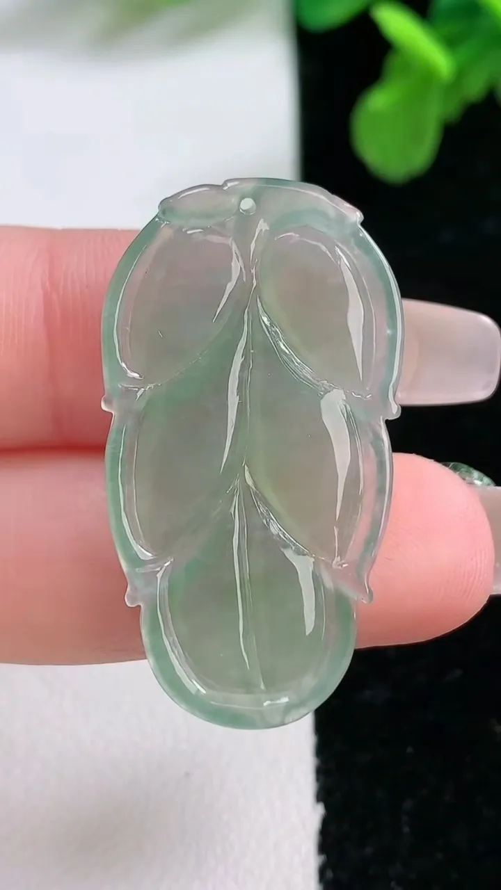 天然A货翡翠金枝玉叶 叶子吊坠，尺寸35.4-19.3-4，重量:4.67g
1月1日