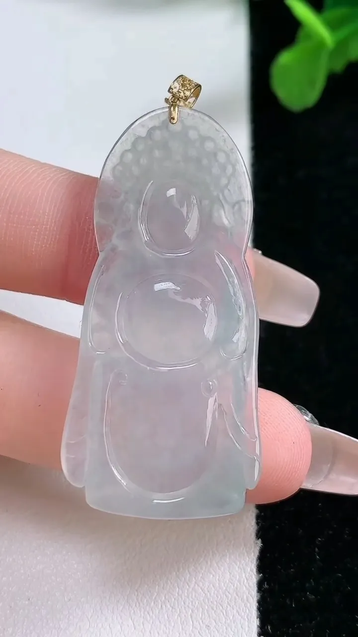 天然A货翡翠种白冰财神爷吊坠，尺寸45-21.6-5，重:8.61g 116
1月1日