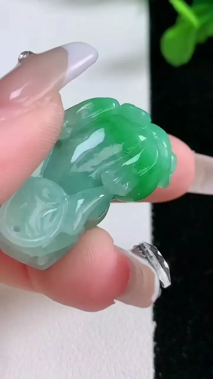 天然A货翡翠貔貅吊坠，尺寸32-19-12，重:14.21g 002
1月1日