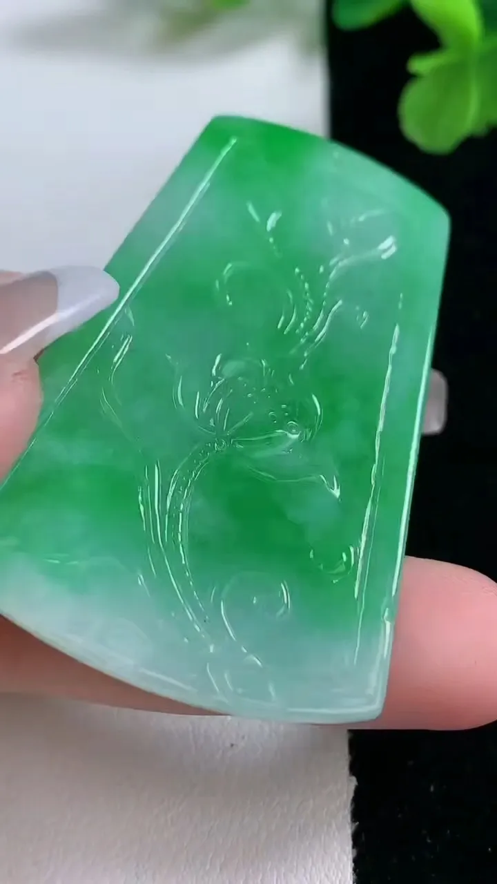 天然A货翡翠山水牌吊坠，尺寸54.7-35.6-5.3，重量:22.70g
1月2日