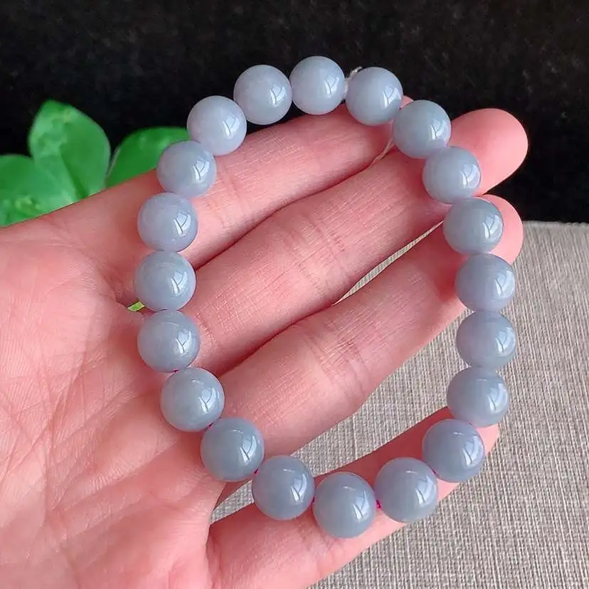 a货翡翠冰润紫罗兰圆珠佛珠手串20颗  尺寸9mm 重量29.26g 0102