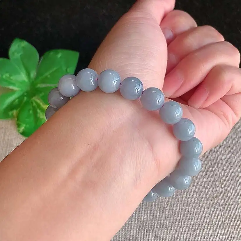 a货翡翠冰润紫罗兰圆珠佛珠手串20颗  尺寸9mm 重量29.26g 0102