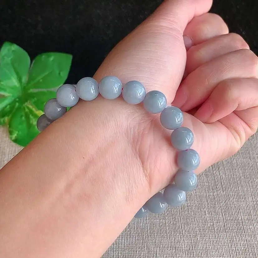 a货翡翠冰润紫罗兰圆珠佛珠手串20颗  尺寸9mm 重量29.26g 0102