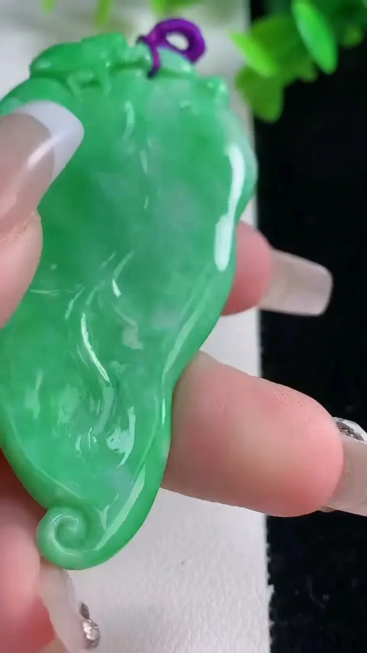 天然A货翡翠金枝玉叶 叶子吊坠，尺寸65-31.7-5.3，重量:23.06g
1月4日