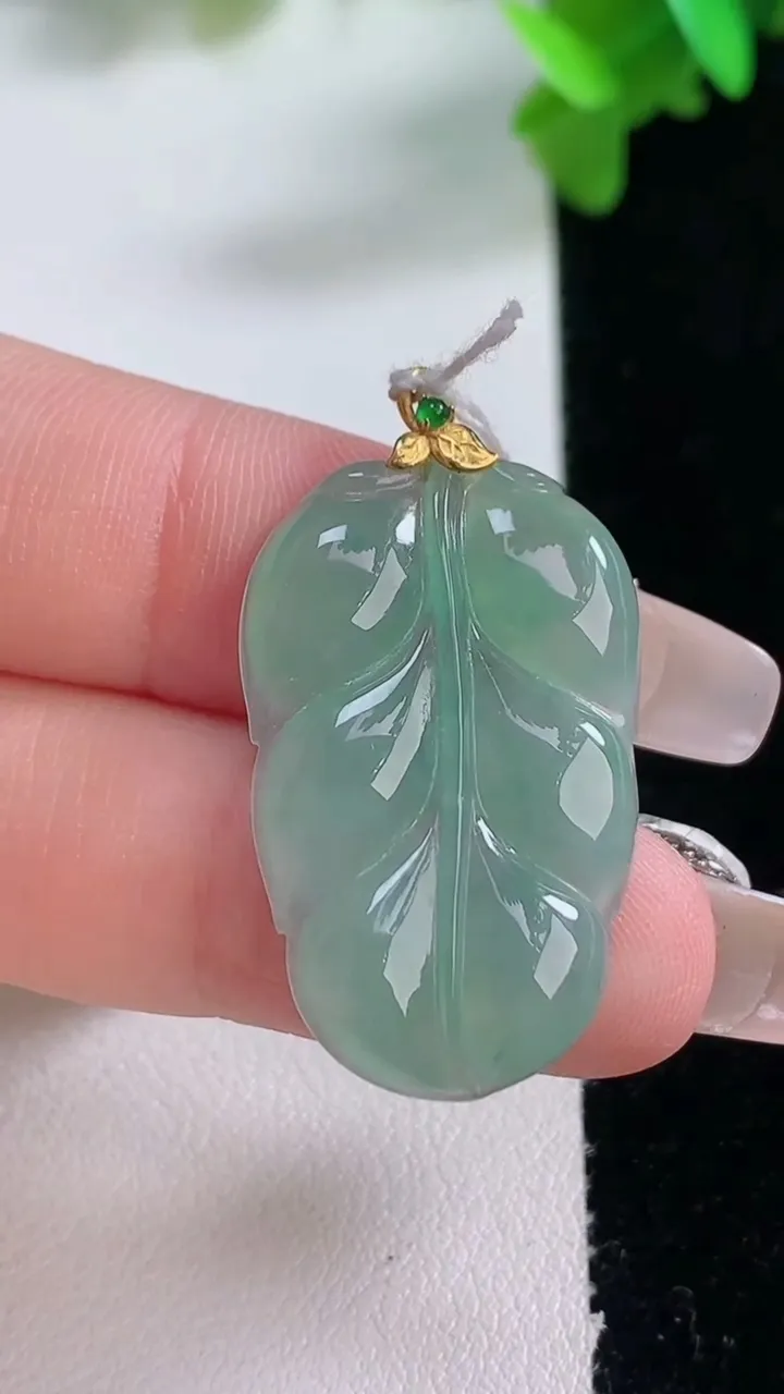 天然A货翡翠金枝玉叶 叶子吊坠，尺寸30-18.7-3.4，重量:4.35g
1月4日