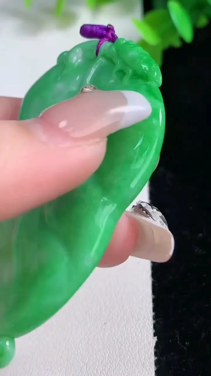 天然A货翡翠金枝玉叶 叶子吊坠，尺寸65-31.7-5.3，重量:23.06g
1月4日