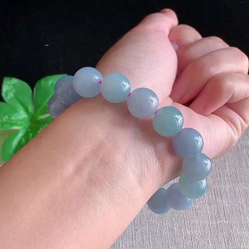 a货翡翠冰种紫罗兰圆珠佛珠手串16颗  尺寸17.7×14.4/12mm 重量59.00g 0104