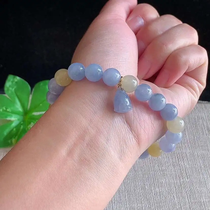 a货翡翠冰种三彩圆珠佛珠手串23颗 尺寸8.8mm 重量28.25g 0104