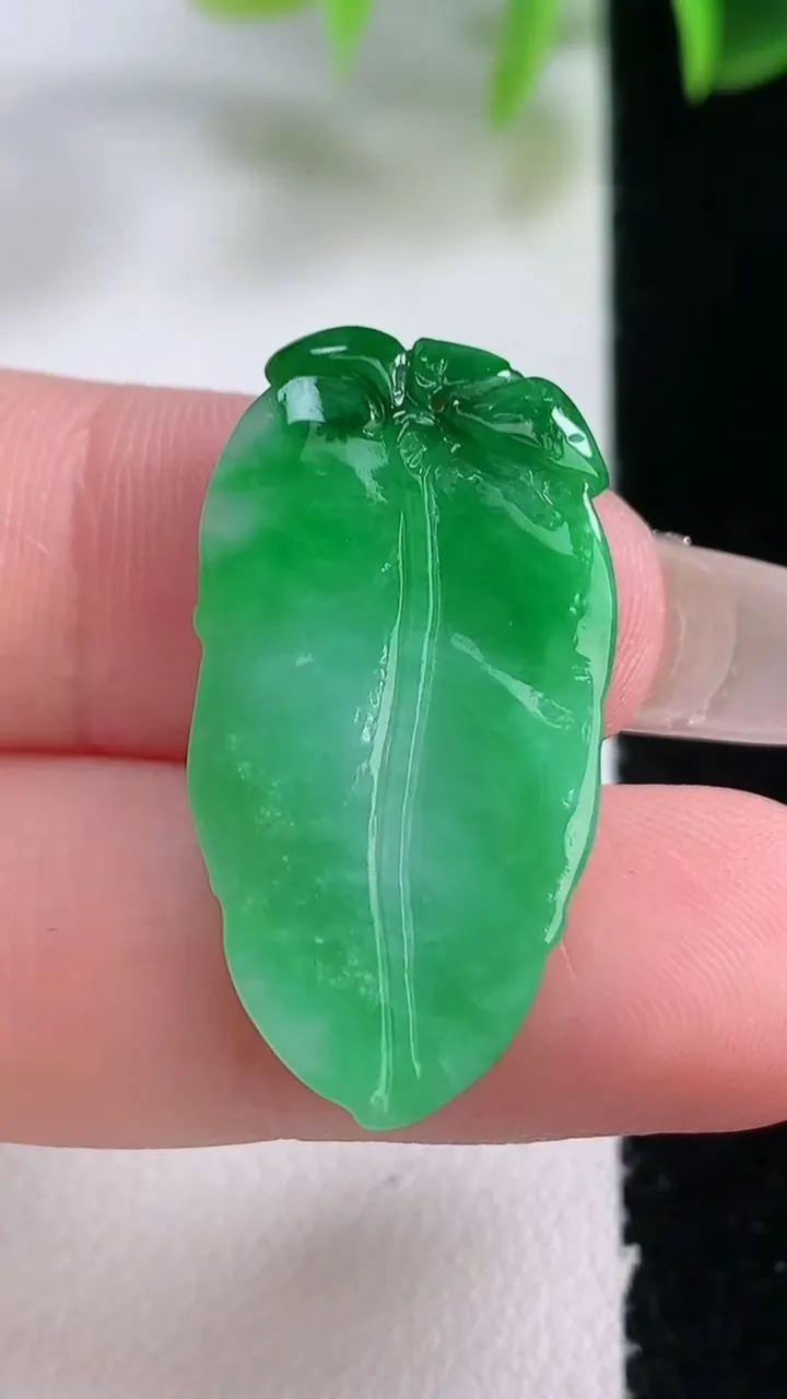 天然A货翡翠金枝玉叶 叶子吊坠，尺寸29.3-14.8-3，重量:3.00g
1月5日