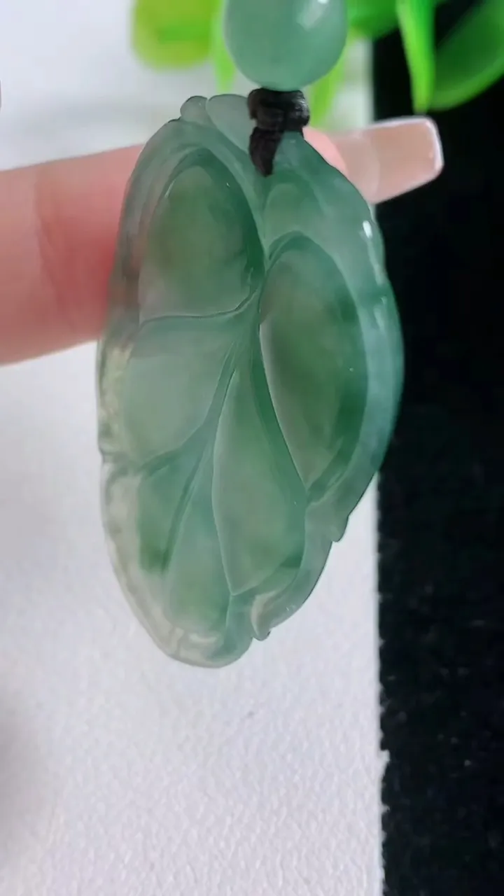 天然A货翡翠冰种飘花金枝玉叶 叶子吊坠，尺寸45-26-5，重量:13.27g
1月5日