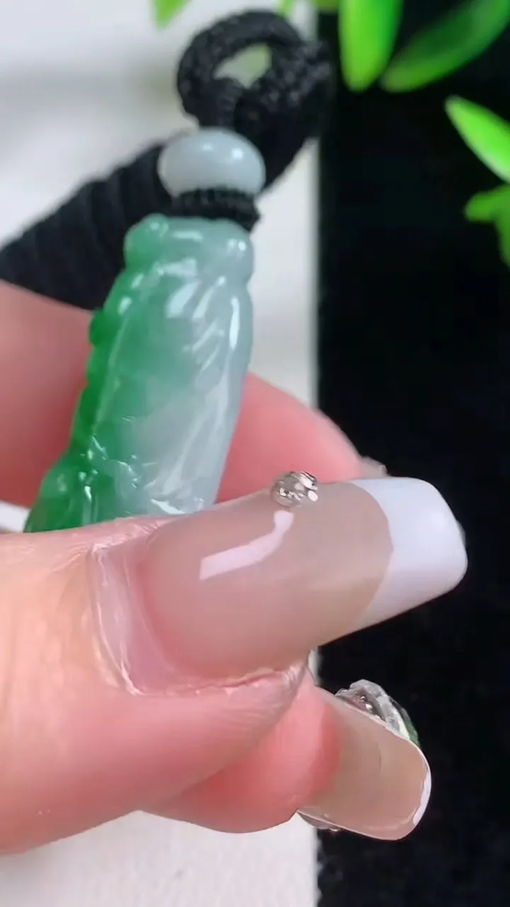 天然A货翡翠白菜吊坠，尺寸42.2-18.2-10.3，重量:16.29g
1月5日