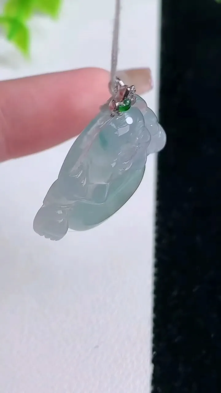 天然A货翡翠种飘花佛公吊坠，尺寸25.5-26.7-5.8，重量:6.71g
1月15日