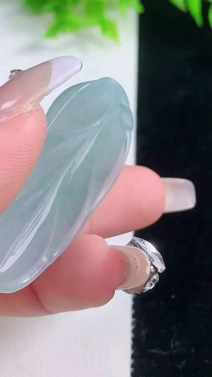 天然A货翡翠冰种飘花金枝玉叶 叶子吊坠，尺寸43.3-24.2-5.8，重量:11.14g
1月18日