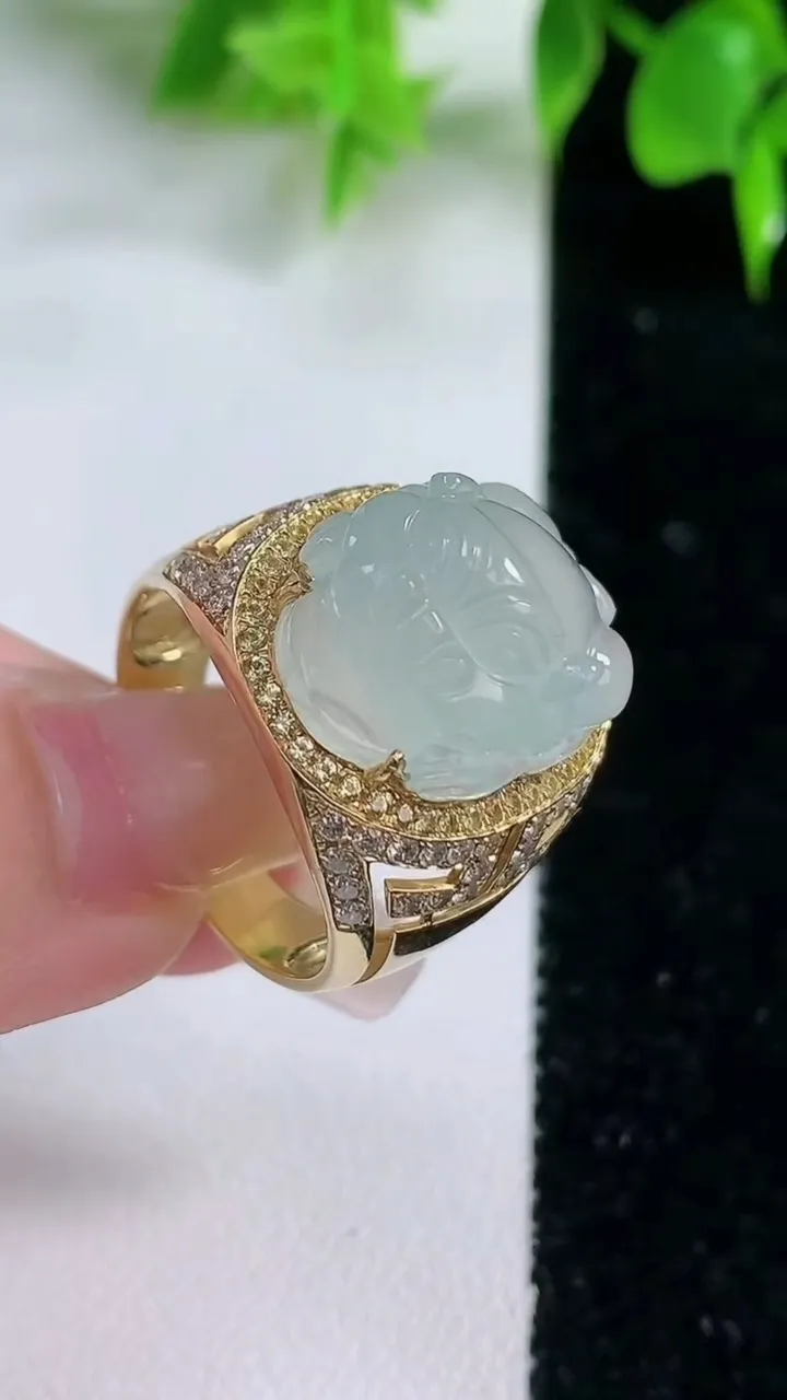 天然A货翡翠种白冰貔貅戒指，尺寸20.7-19-14-11.2，重量:9.54g2026年1月18日
工厂直销收藏佳品,种好水足，色泽均匀，有种有色，上手高大气！