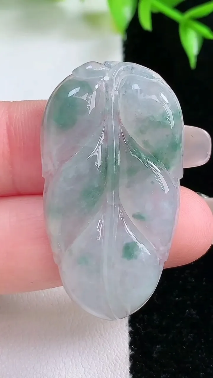 天然A货翡翠飘花金枝玉叶 叶子吊坠，尺寸39.5-21.9-4.1，重:6.61g
1月18日