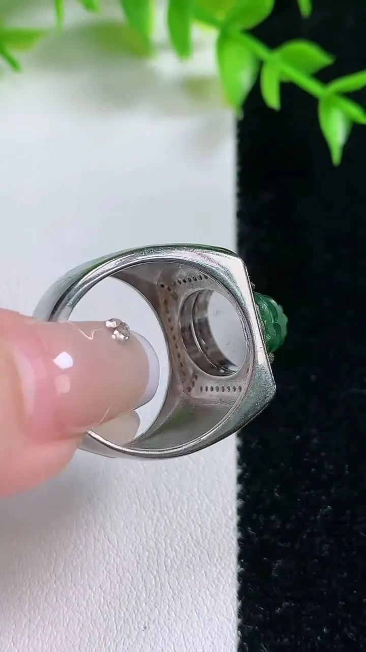 天然A货翡翠貔貅戒指，尺寸14.3-11.6-3，重:10.20g2026年1月18日
工厂直销收藏佳品,种好水足，色泽均匀，有种有色，上手高大气！