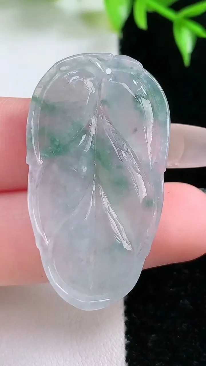 天然A货翡翠飘花金枝玉叶 叶子吊坠，尺寸39.5-21.9-4.1，重:6.61g
1月18日