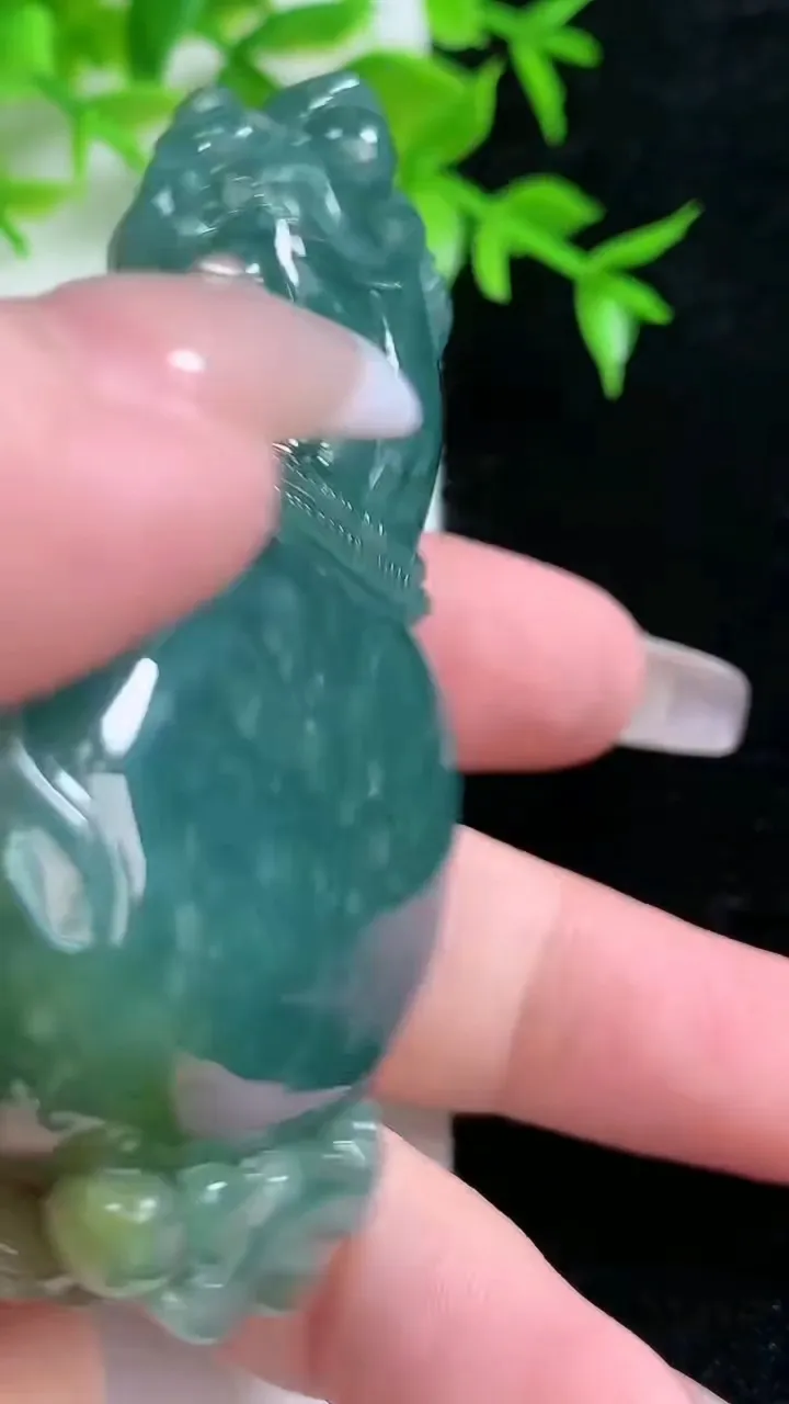 天然A货翡翠蓝水双彩福袋吊坠，尺寸69-46-19.8，重:82.42g
1月18日