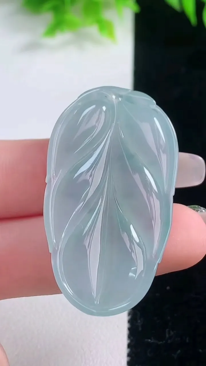 天然A货翡翠冰种飘花金枝玉叶 叶子吊坠，尺寸43.3-24.2-5.8，重量:11.14g
1月18日