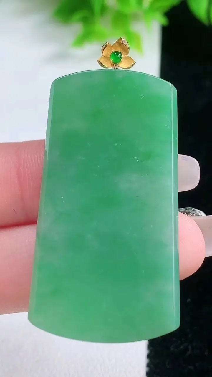 天然A货翡翠无事牌吊坠，尺寸46-24.8-4，重量:14.56g
1月19日