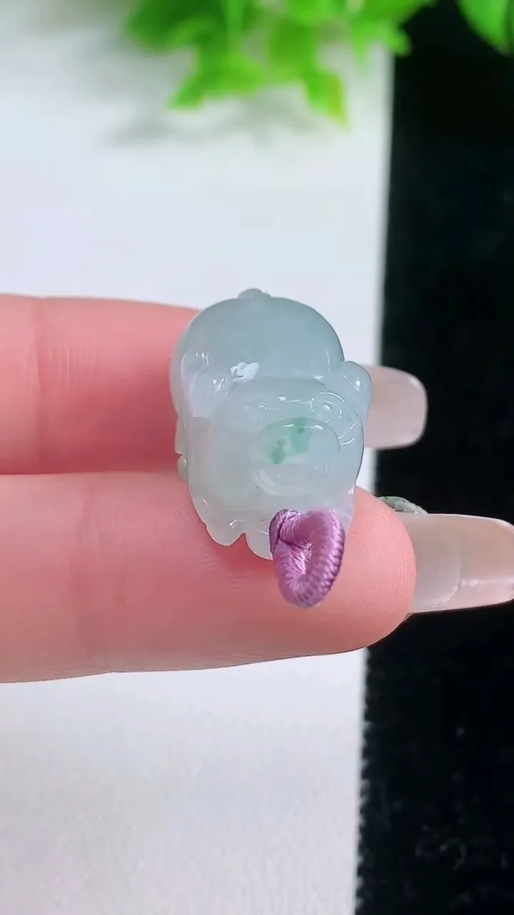 天然A货翡翠飘花生肖猪吊坠，尺寸20.3-13-11.6，重量:7.43g
1月19日