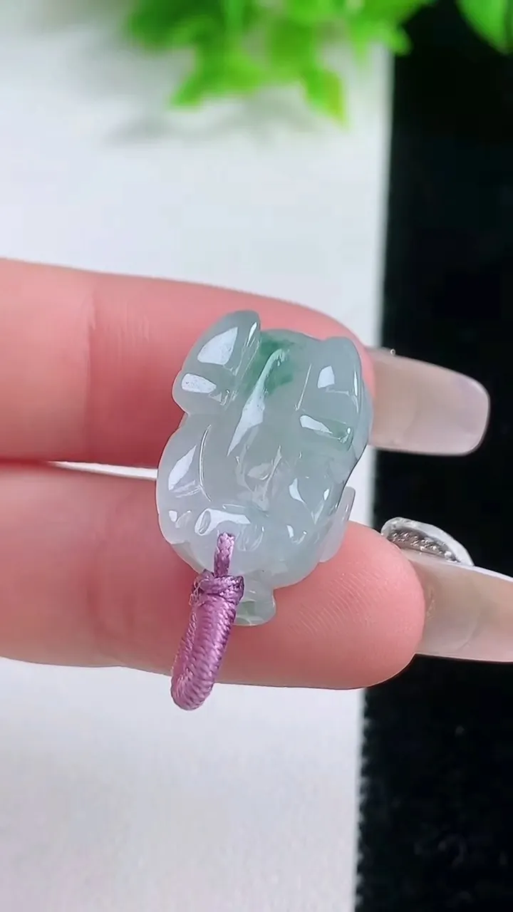 天然A货翡翠飘花生肖猪吊坠，尺寸20.3-13-11.6，重量:7.43g
1月19日