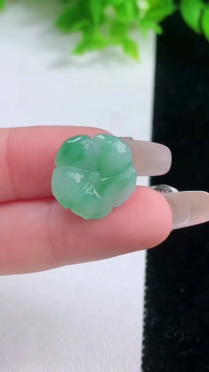 天然A货翡翠花朵吊坠，尺寸16.5-16.7-4，重量:2.24g
1月19日