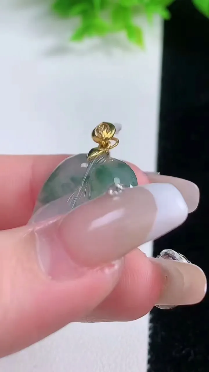 天然A货翡翠种飘花金枝玉叶 叶子吊坠，尺寸31.3-20.8-4，重量:5.76g
1月19日