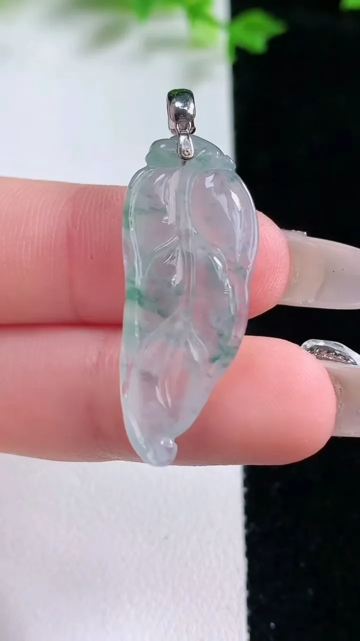 天然A货翡翠种飘花金枝玉叶 叶子吊坠，尺寸30.5-13.3-5，重量:3.48g
1月20日
